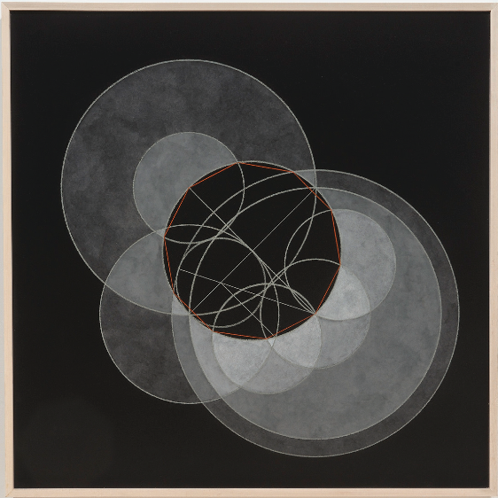 Christopher Badger, "Decagon Construction", chalk and oil on gessoed panel