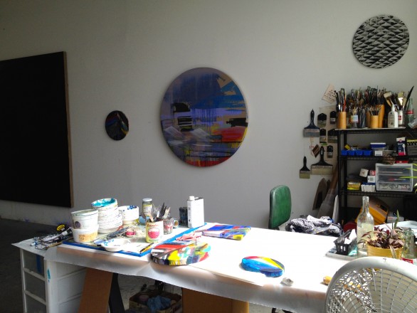 Paintings in progress in the studio of Pamela Jorden