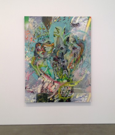 Elliot Hundley collaged paintings at Regen Projects