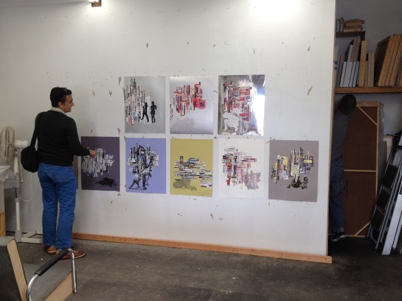 Viewing works on paper in the studio of Tm Gratkowski