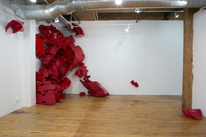 Carol Jackson 'High Plains Drifter' papier-mache installation.  Photo courtesy www.three-walls.org