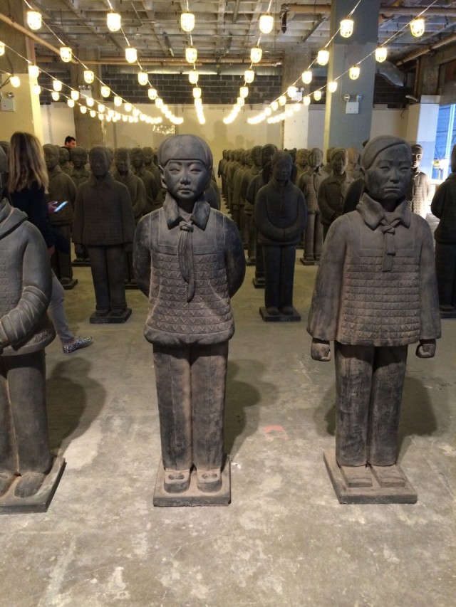 Prune Nourry "Terracotta Daughters' at the China Institue. The exhibition features 108 life-sized and individually crafted clay female sculptures that recall China’s famous Terracotta Warriors.