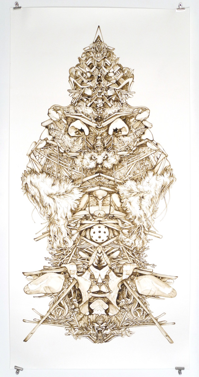 Tanja Geis 'Littoral Daemon I' 2014, mud from San Francisco Bay on paper.  