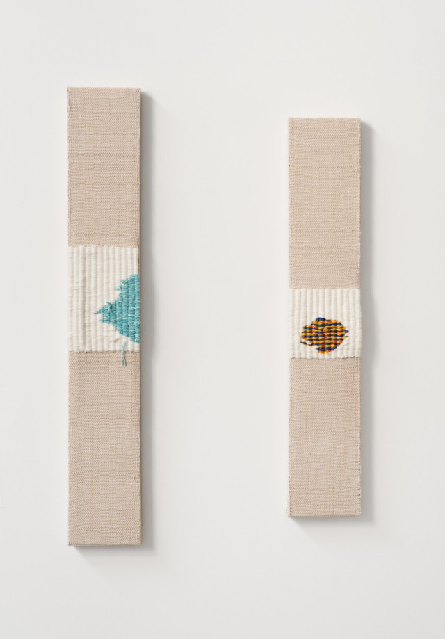 Diedrick Brackens, and see what happens 2015 Hand woven fabric, cotton dyed with tea, acrylic yarn, and nylon