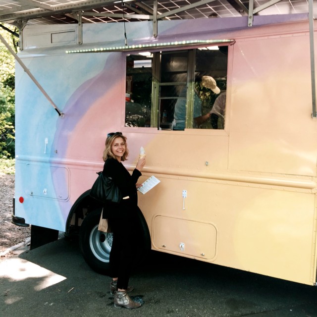 Spencer Finch 'Sunset (Central Park)' converts the heat of the sun into the cool of ice cream, distilling the colors of the Central Park sky into free cones offered from a custom solar-powered ice cream truck.